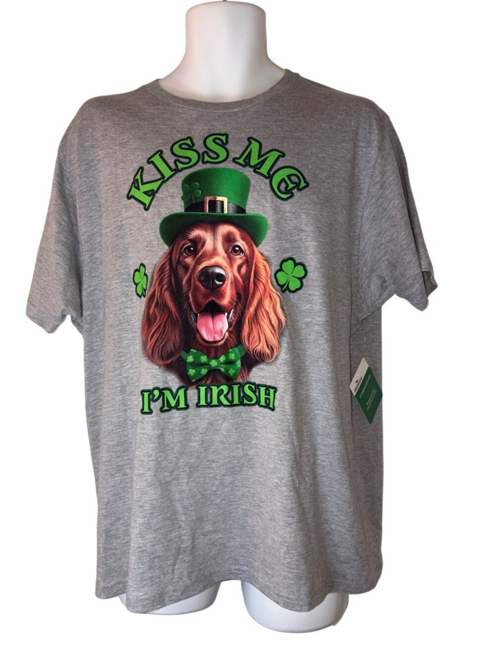 Way To Celebrate St. Patricks Day Irish Setter Dog Graphic T-Shirt Light Gray Si